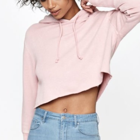 La Hearts Tops - LA Hearts | Cropped Pink Velour  Hoodie EUC